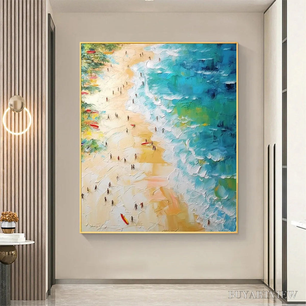 ARTOVITAS Tropical Paradise – Vertical Impasto Beach Scene Oil Painting - image 5