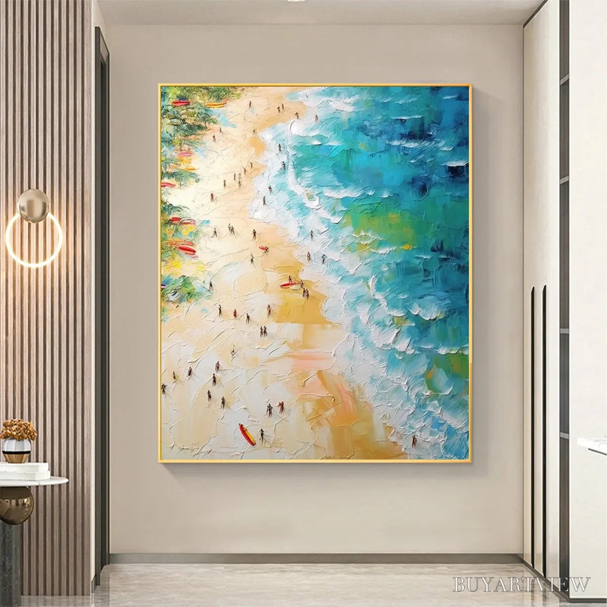 ARTOVITAS Tropical Paradise – Vertical Impasto Beach Scene Oil Painting - image 5