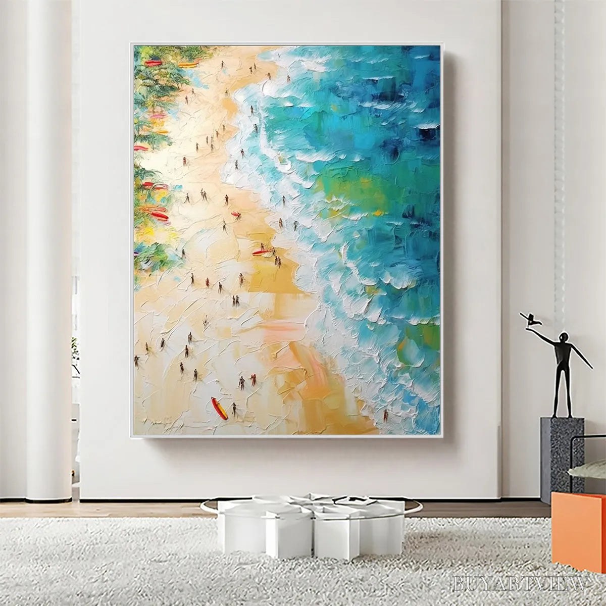 ARTOVITAS Tropical Paradise – Vertical Impasto Beach Scene Oil Painting - image 6