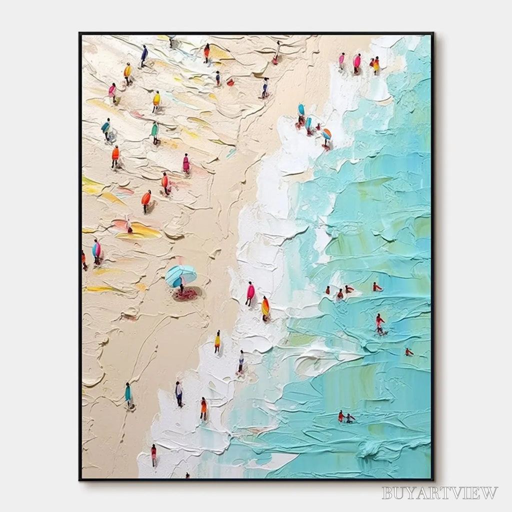 ARTOVITAS Summer Holiday – Colorful Impasto Beach Scene Oil Painting - image 1