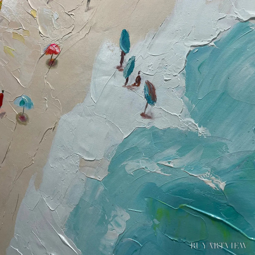 ARTOVITAS Summer Holiday – Colorful Impasto Beach Scene Oil Painting - image 3
