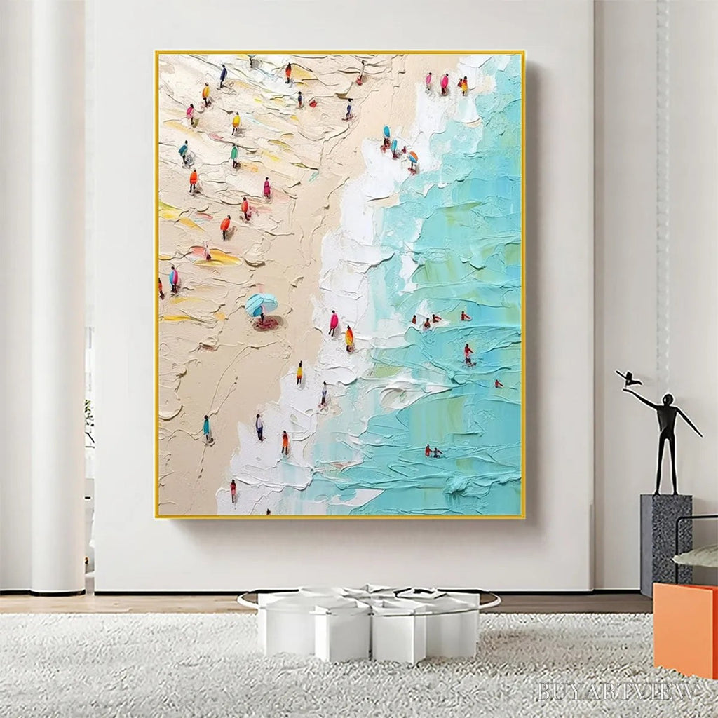 ARTOVITAS Summer Holiday – Colorful Impasto Beach Scene Oil Painting - image 4
