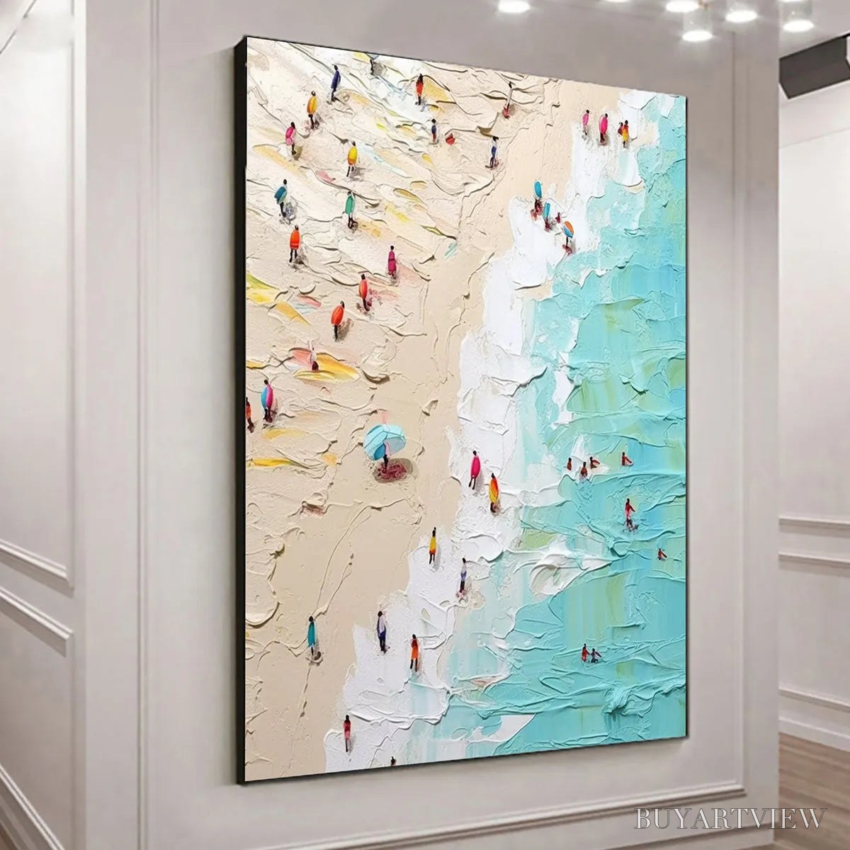 ARTOVITAS Summer Holiday – Colorful Impasto Beach Scene Oil Painting - image 6