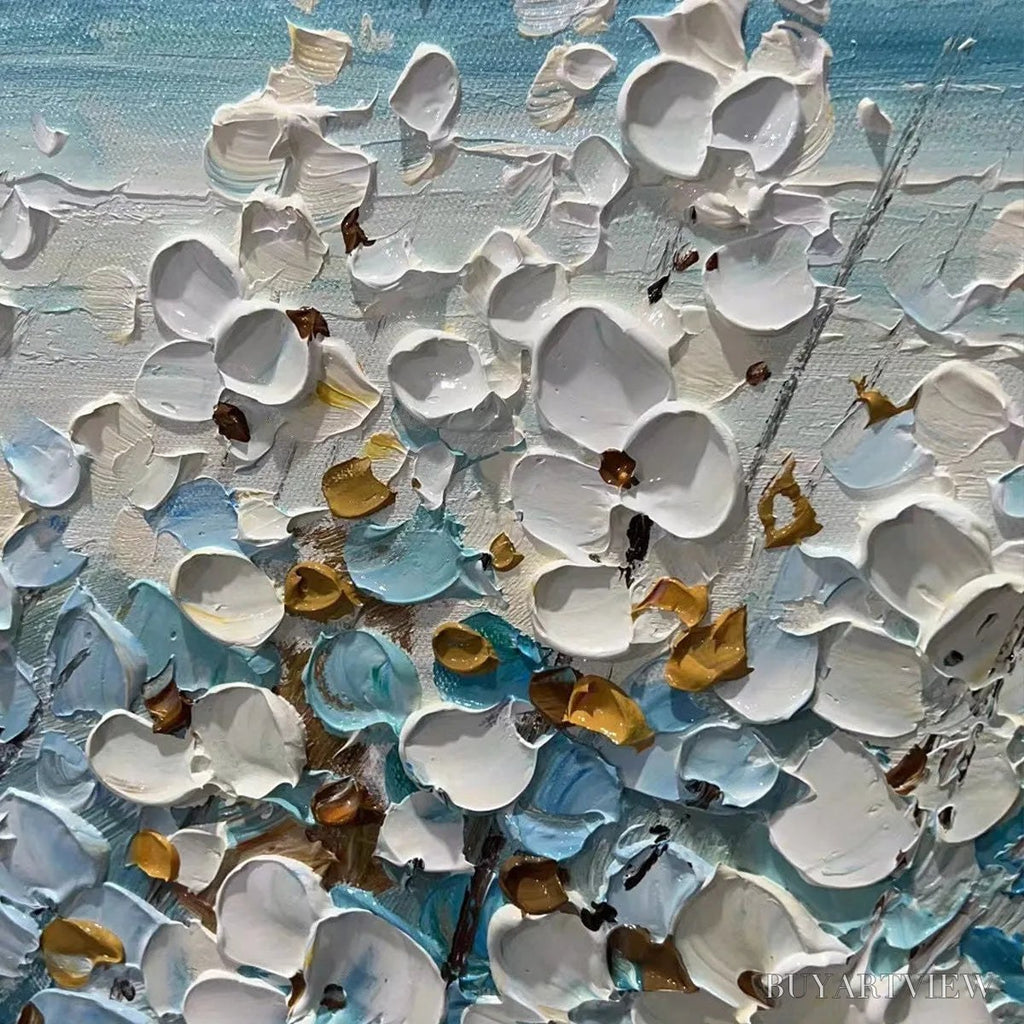 ARTOVITAS Ocean Breeze – Impasto Seascape Oil Painting in Blue and White - image 3