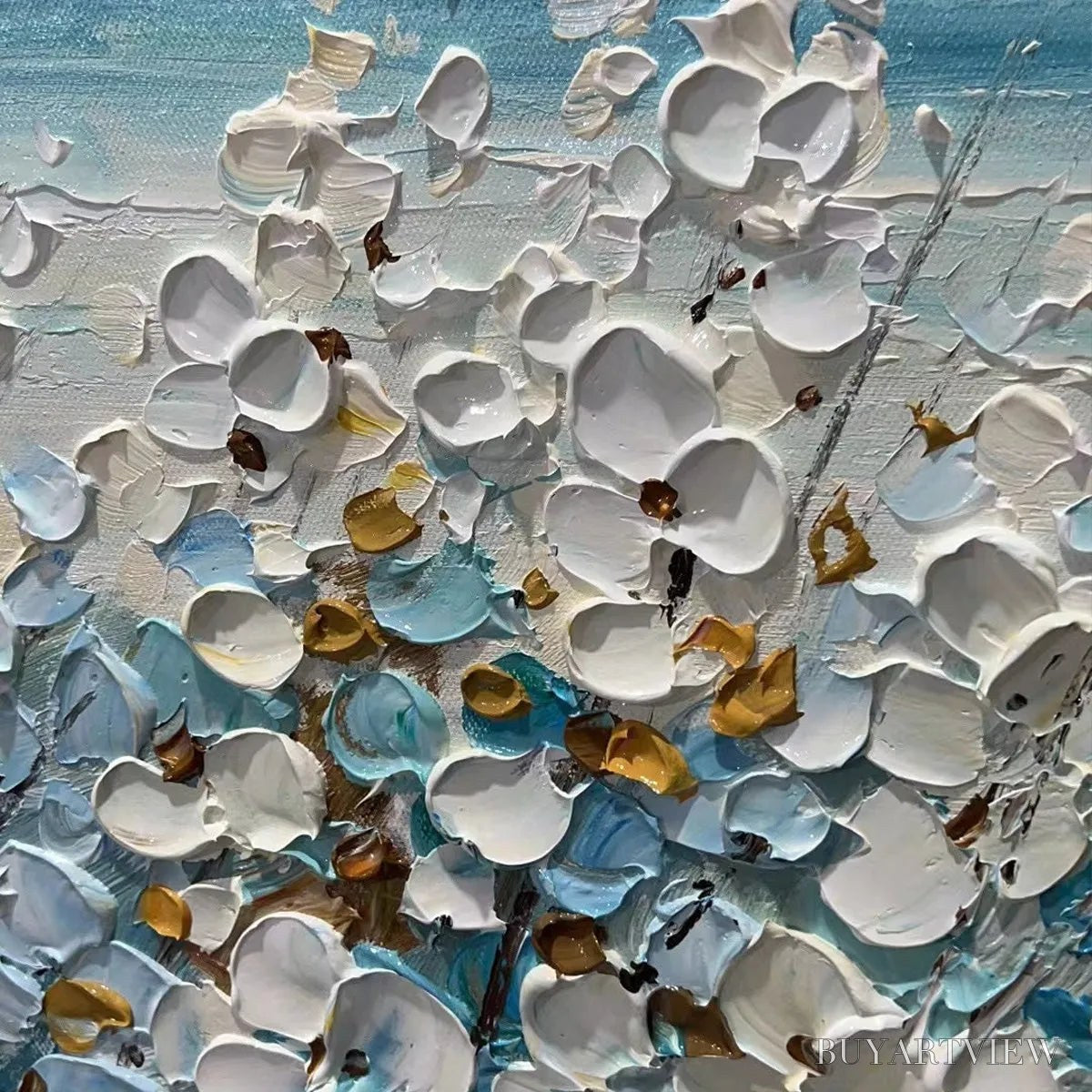 ARTOVITAS Ocean Breeze – Impasto Seascape Oil Painting in Blue and White - image 3