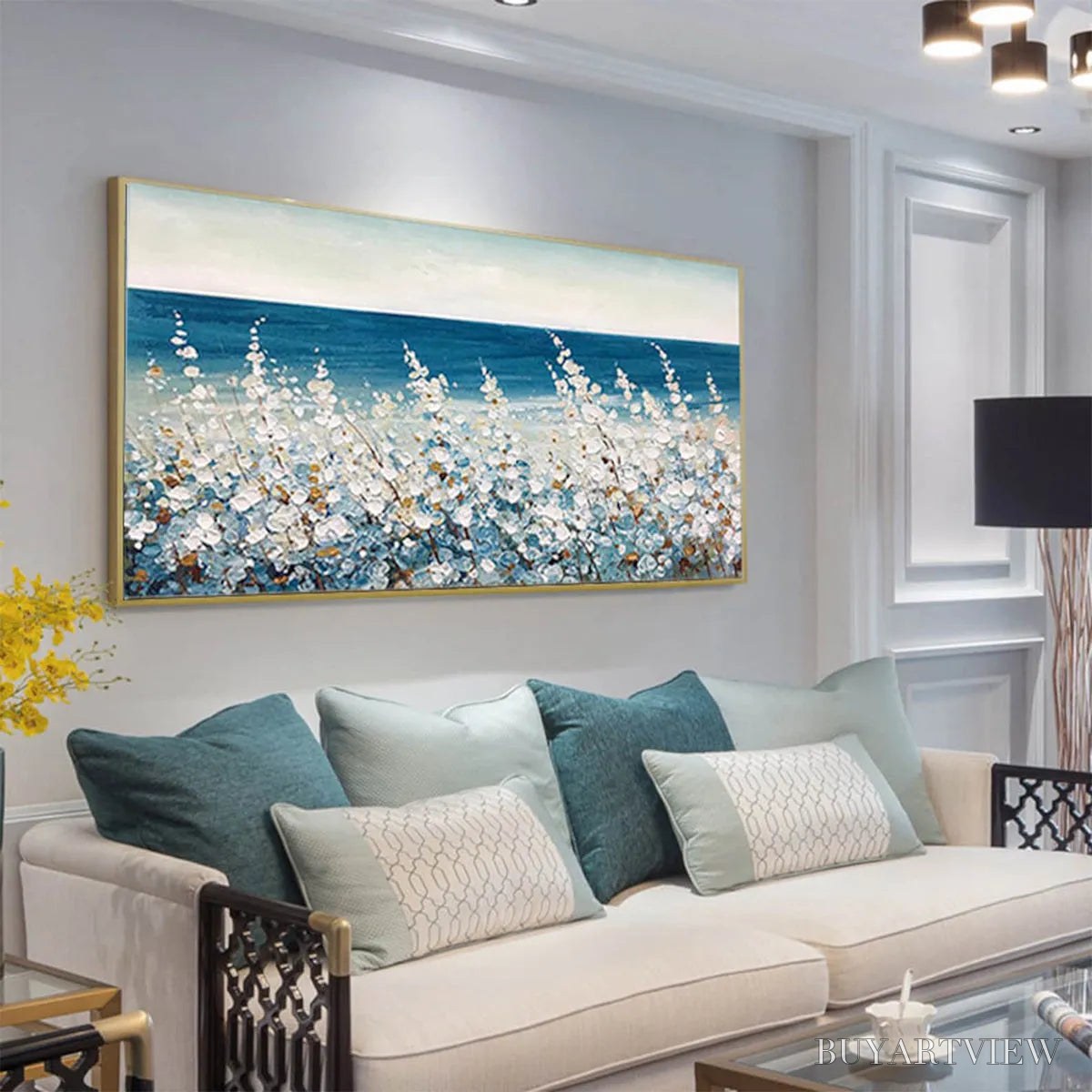 ARTOVITAS Ocean Breeze – Impasto Seascape Oil Painting in Blue and White - image 6