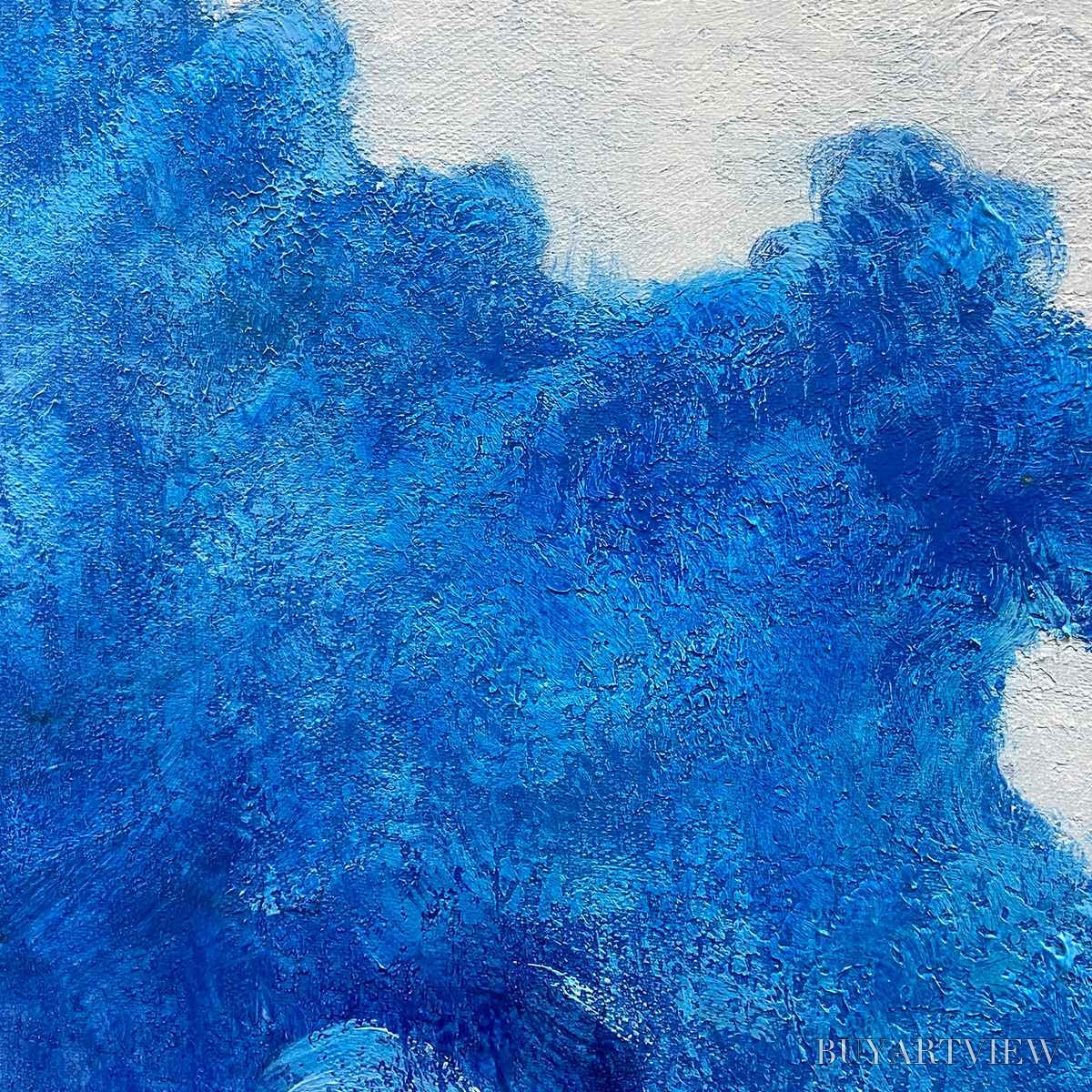 ARTOVITAS Azure Crest – Square Abstract Ocean Waves Oil Painting with Gold Leaf - image 3