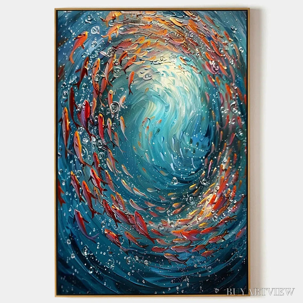 ARTOVITAS Coral Dance – Vibrant Underwater Fish Oil Painting - image 1