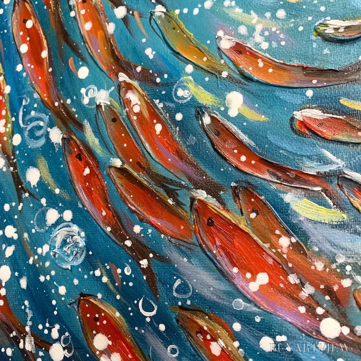ARTOVITAS Coral Dance – Vibrant Underwater Fish Oil Painting - image 3
