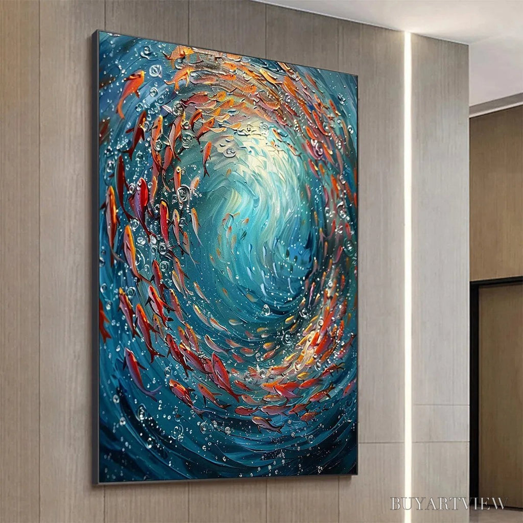 ARTOVITAS Coral Dance – Vibrant Underwater Fish Oil Painting - image 4