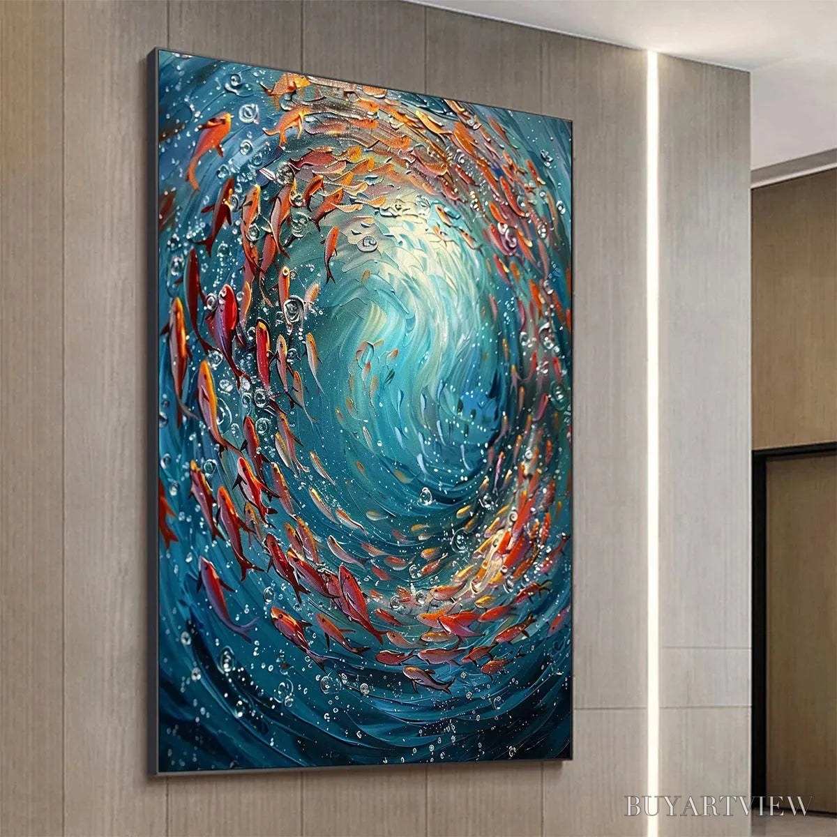 ARTOVITAS Coral Dance – Vibrant Underwater Fish Oil Painting - image 4