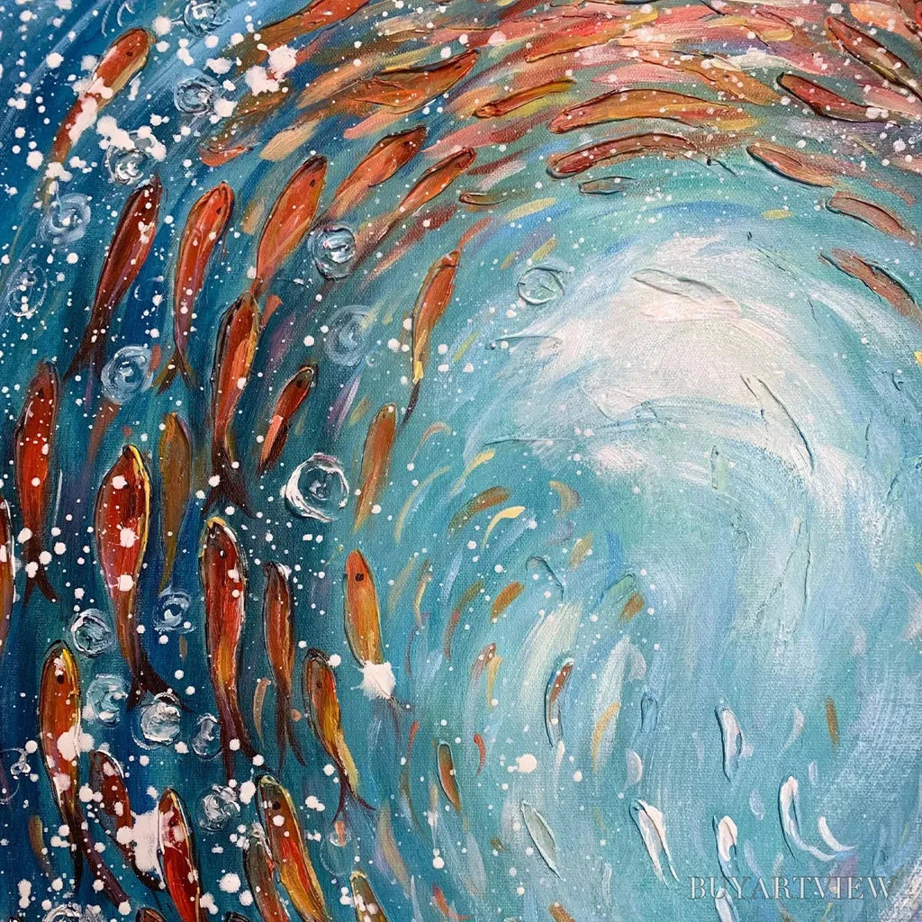 ARTOVITAS Coral Dance – Vibrant Underwater Fish Oil Painting - image 5