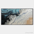 ARTOVITAS Ocean’S Embrace – Ocean Painting in Blue, White, and Beige, Textured Canvas, Modern - image 1
