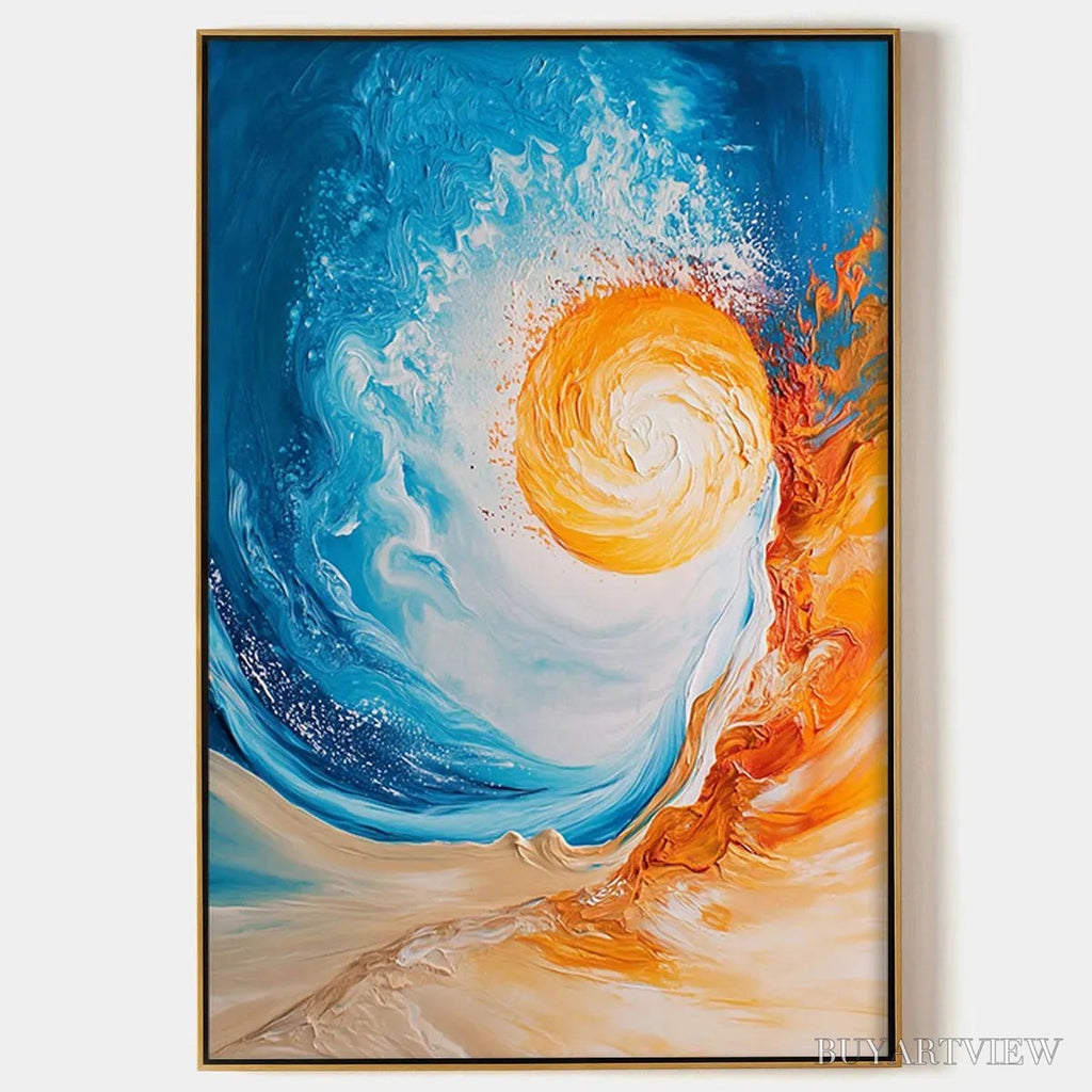 ARTOVITAS Solar Flare – Abstract Ocean Sunrise Impasto Oil Painting - image 1