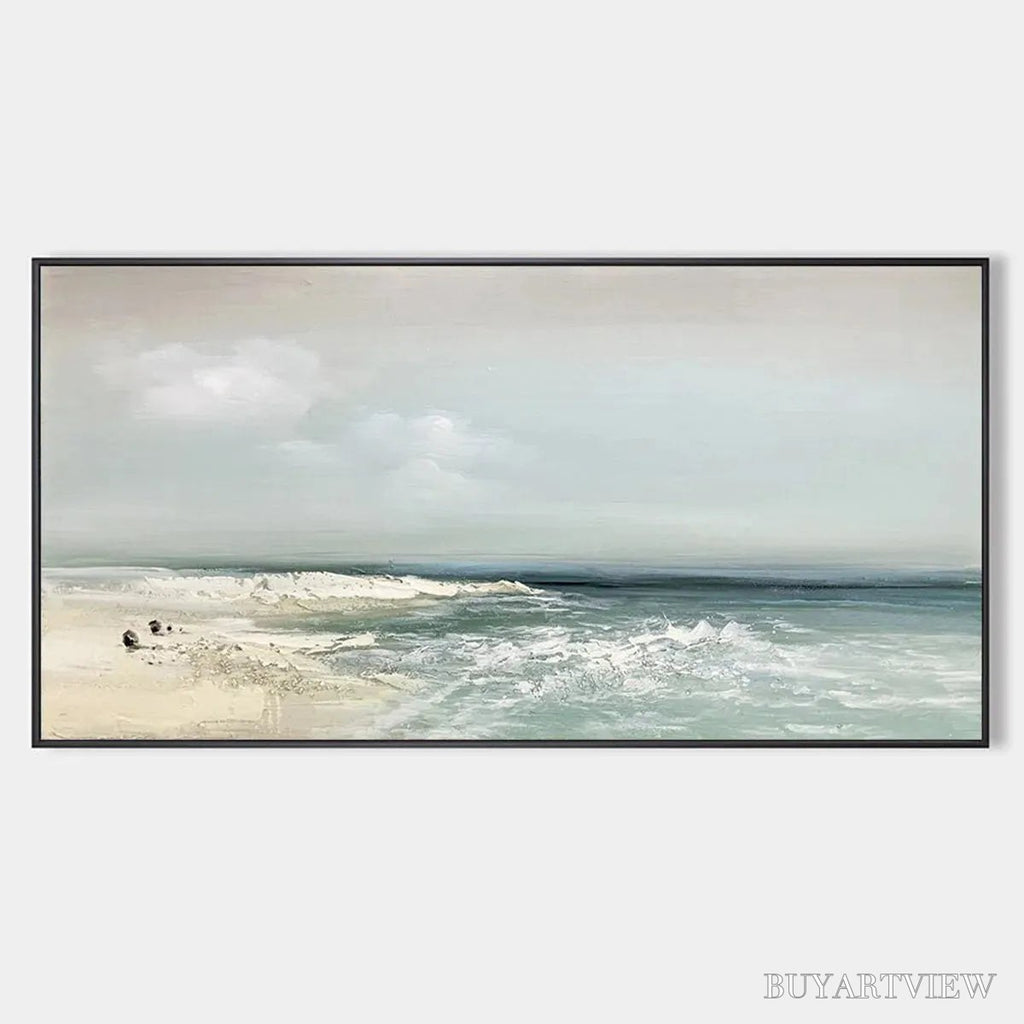 ARTOVITAS Coastal Whispers – Tranquil Beach Landscape Oil Painting - image 1