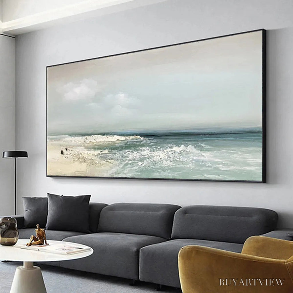 ARTOVITAS Coastal Whispers – Tranquil Beach Landscape Oil Painting - image 4