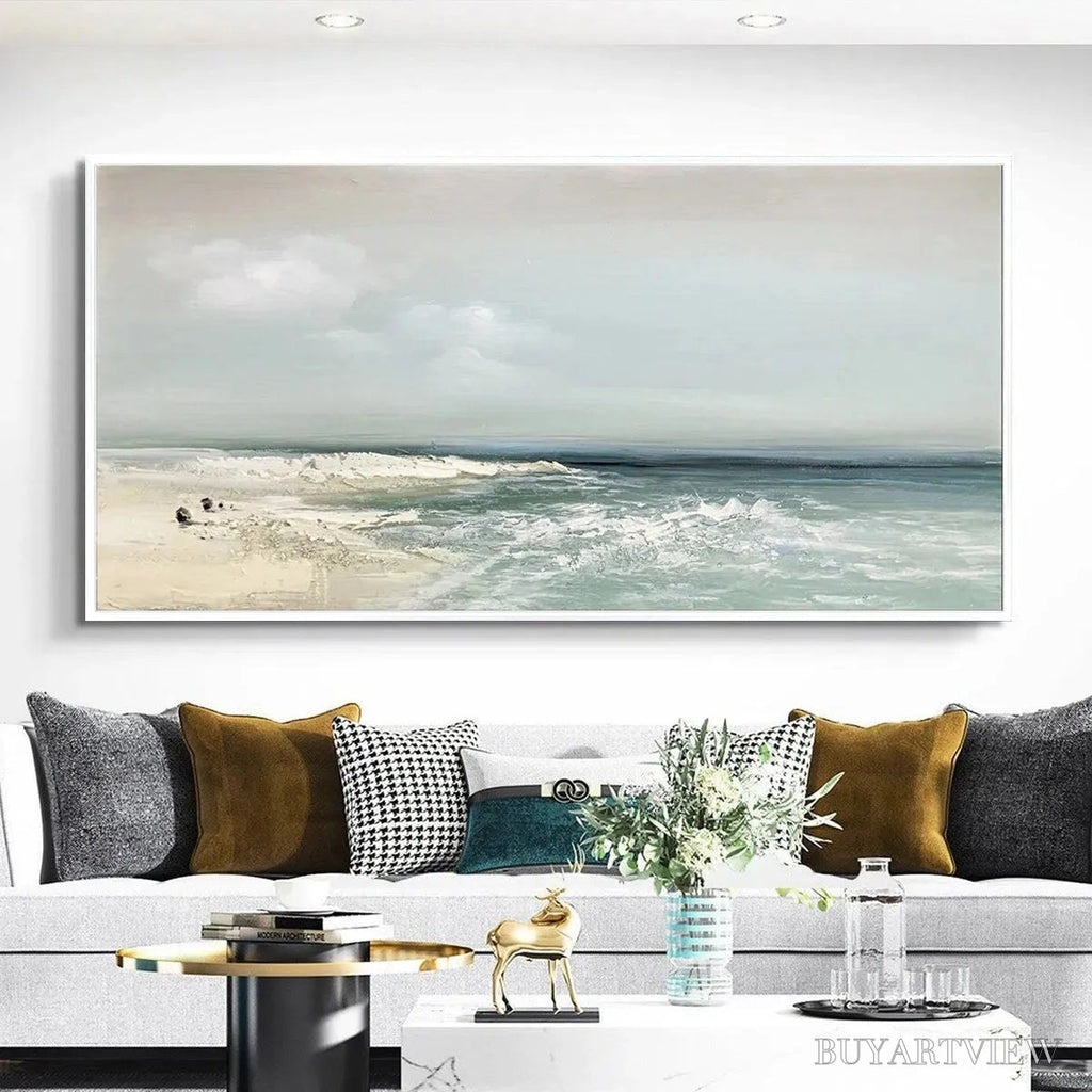 ARTOVITAS Coastal Whispers – Tranquil Beach Landscape Oil Painting - image 5