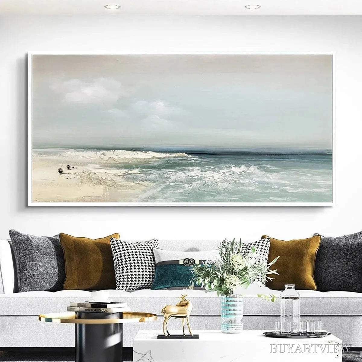 ARTOVITAS Coastal Whispers – Tranquil Beach Landscape Oil Painting - image 5