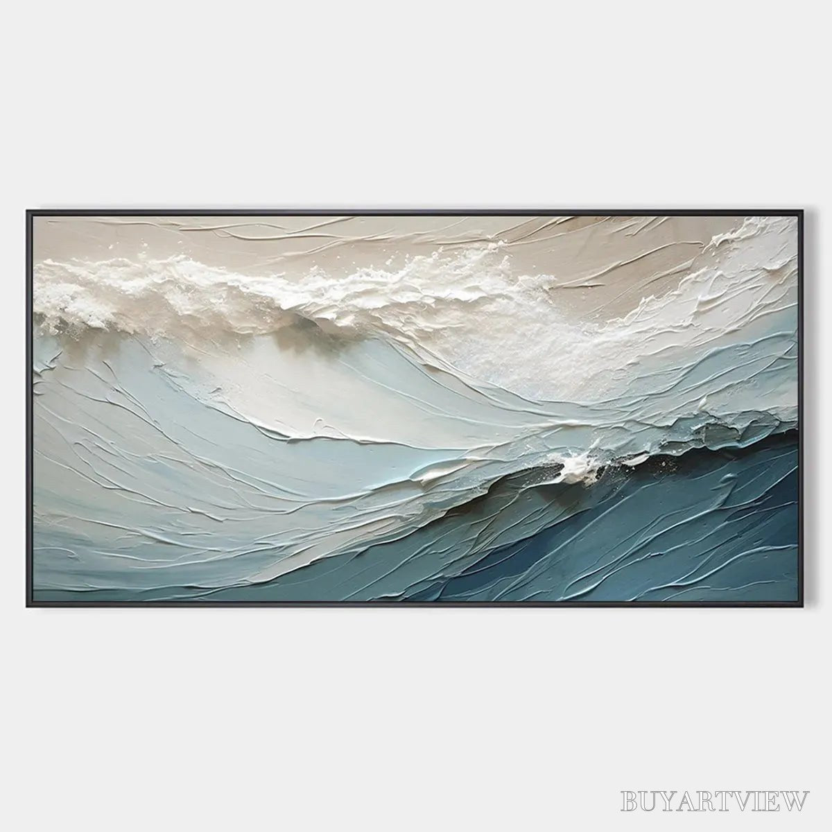ARTOVITAS Oceanic Symphony – Textured Abstract Wave Oil Painting - image 1