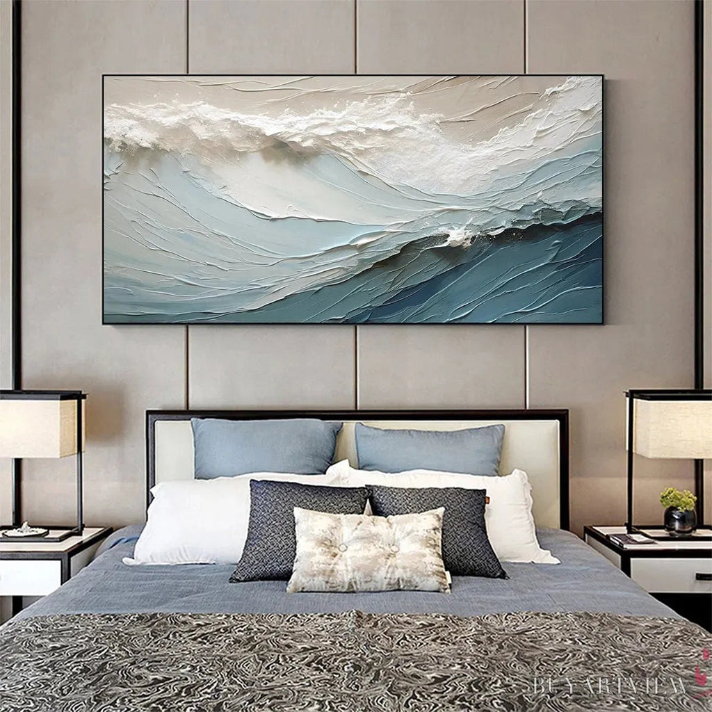 ARTOVITAS Oceanic Symphony – Textured Abstract Wave Oil Painting - image 4