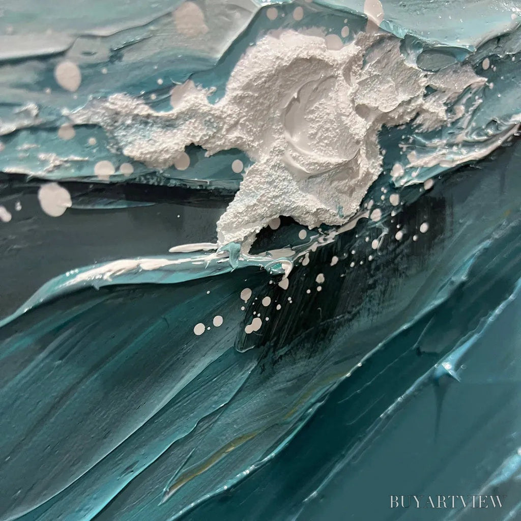 ARTOVITAS Oceanic Symphony – Textured Abstract Wave Oil Painting - image 5