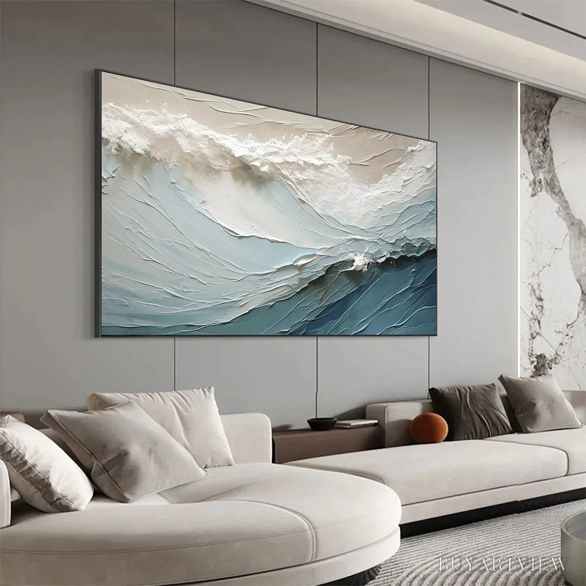ARTOVITAS Oceanic Symphony – Textured Abstract Wave Oil Painting - image 6