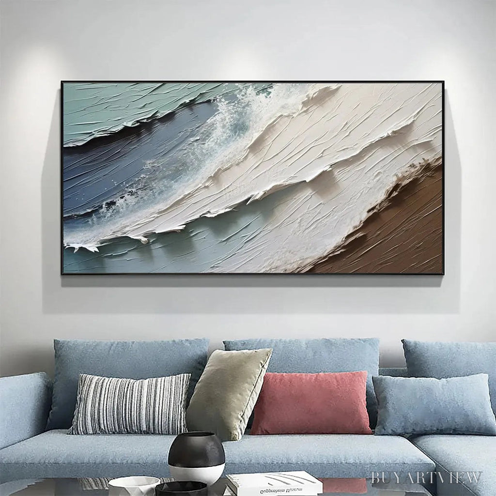 ARTOVITAS Coastal Textures – Panoramic Abstract Seascape, Impasto, Palette Knife - image 2