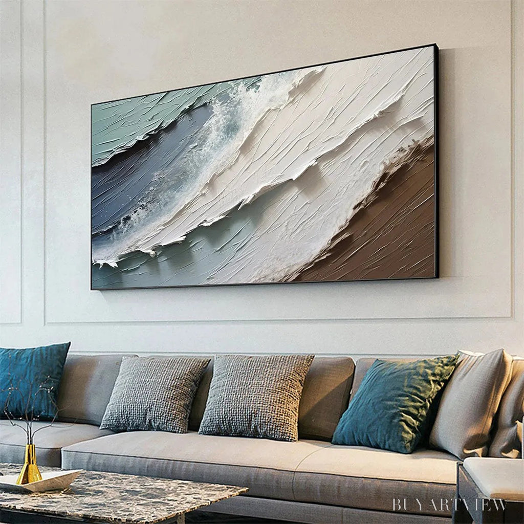 ARTOVITAS Coastal Textures – Panoramic Abstract Seascape, Impasto, Palette Knife - image 4