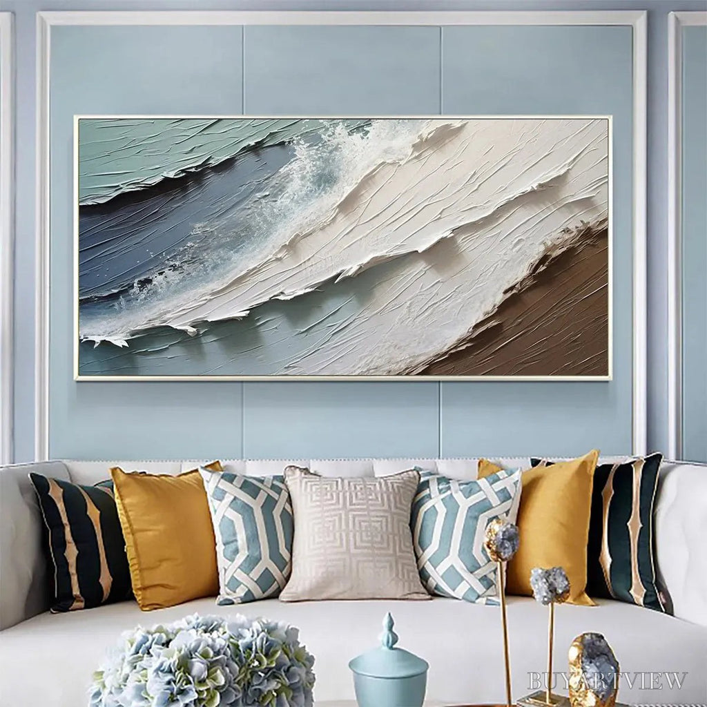 ARTOVITAS Coastal Textures – Panoramic Abstract Seascape, Impasto, Palette Knife - image 5