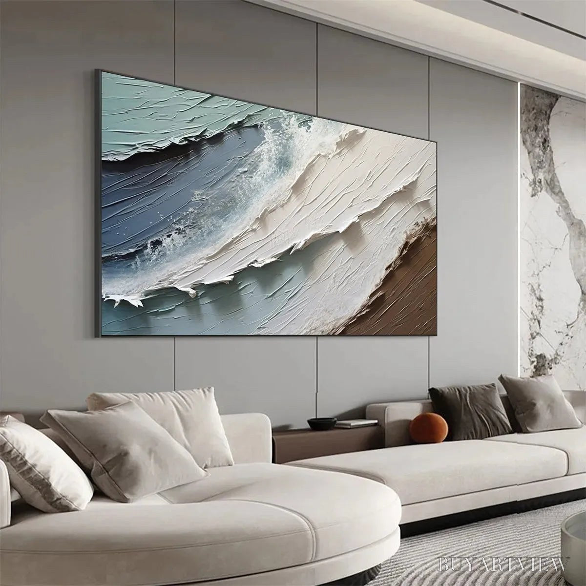 ARTOVITAS Coastal Textures – Panoramic Abstract Seascape, Impasto, Palette Knife - image 6