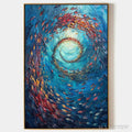 ARTOVITAS Oceanic Vortex – Vertical Fish Painting, Impasto - image 1