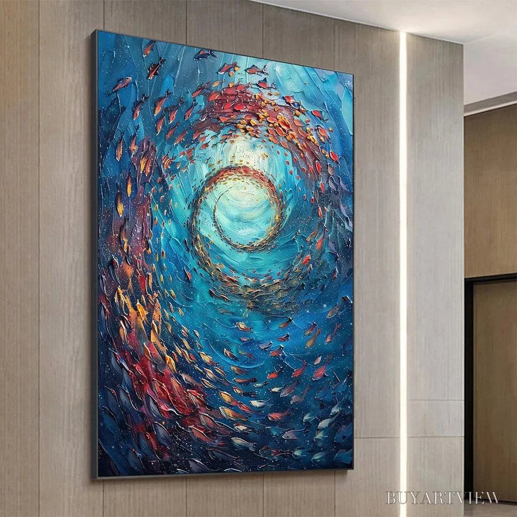 ARTOVITAS Oceanic Vortex – Vertical Fish Painting, Impasto - image 5