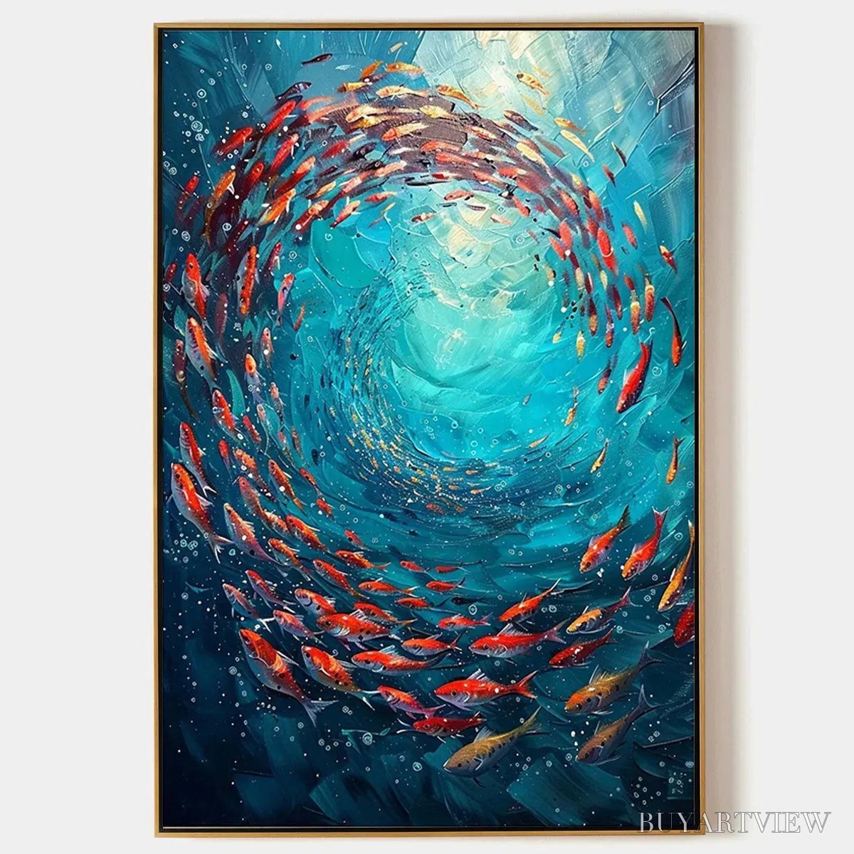 ARTOVITAS Coral Swirl – Vertical Fish Painting, Colorful, Ocean - image 1
