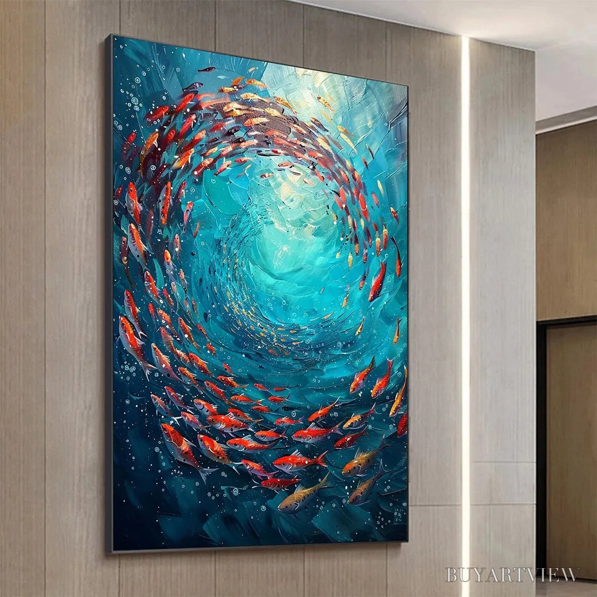 ARTOVITAS Coral Swirl – Vertical Fish Painting, Colorful, Ocean - image 2