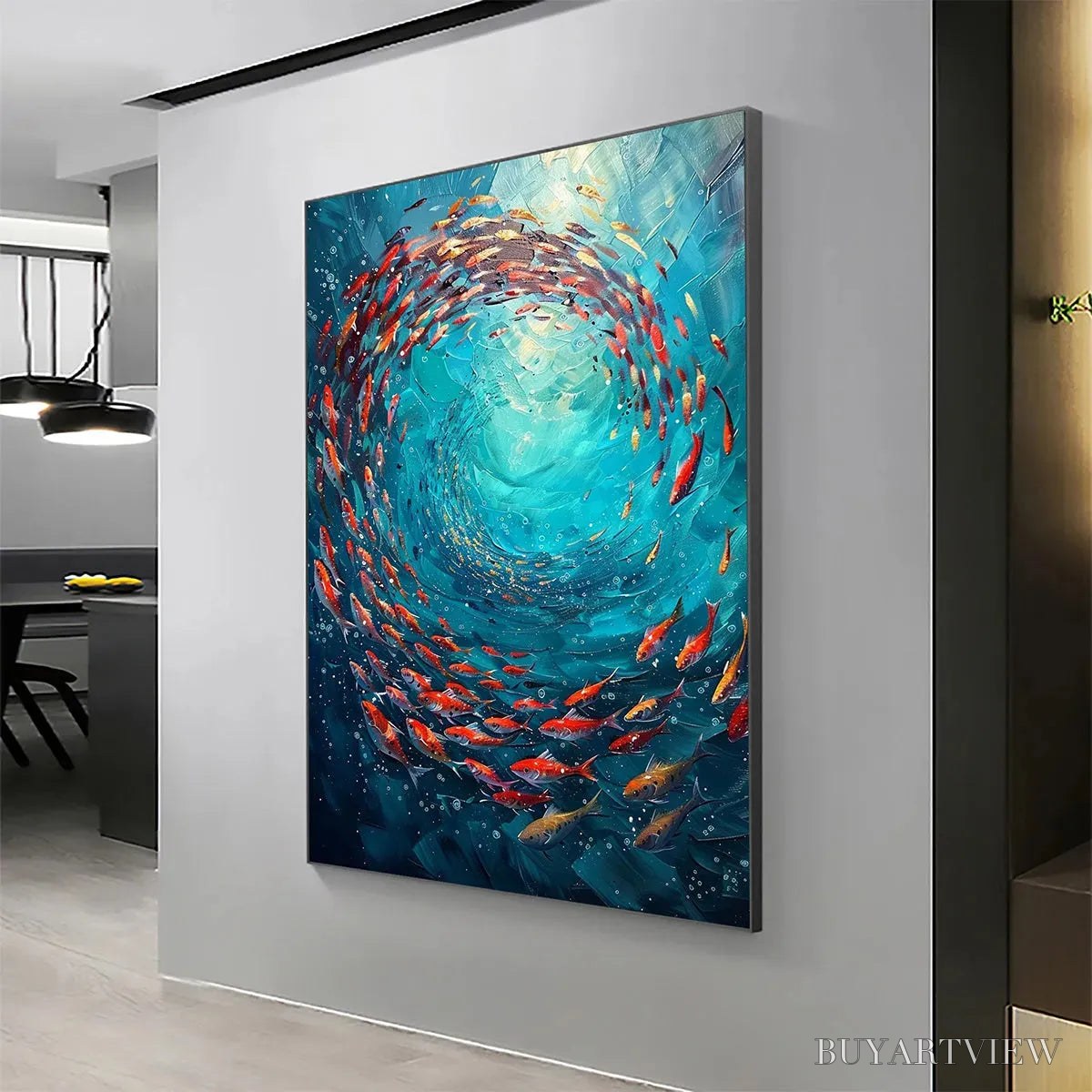ARTOVITAS Coral Swirl – Vertical Fish Painting, Colorful, Ocean - image 5