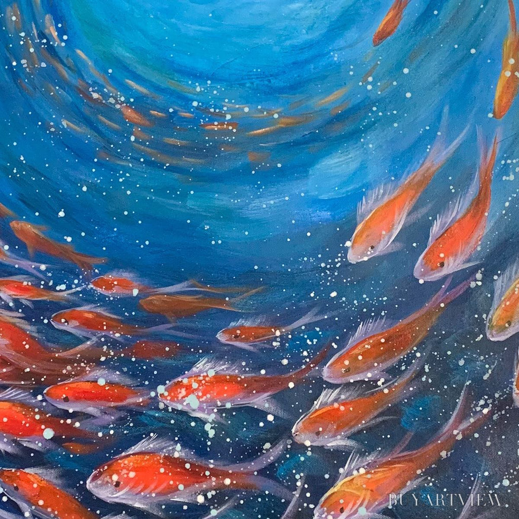 ARTOVITAS Coral Swirl – Vertical Fish Painting, Colorful, Ocean - image 6