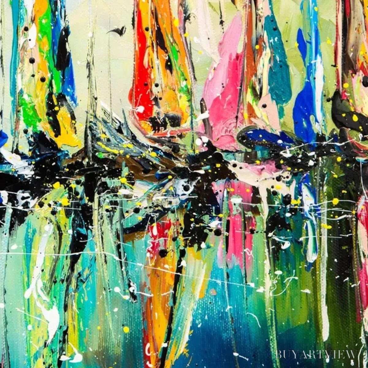 ARTOVITAS Vivid Regatta – Panoramic Sailboat Painting - image 3