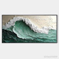 ARTOVITAS Emerald Crest – Textured Green Wave Impasto Oil Painting - image 1