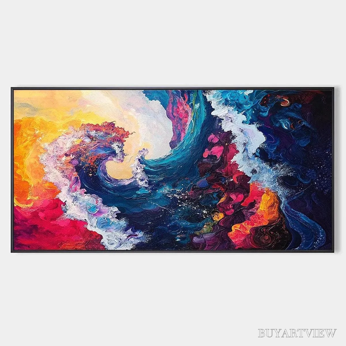 ARTOVITAS Chromatic Crest – Colorful Abstract Wave Oil Painting - image 1