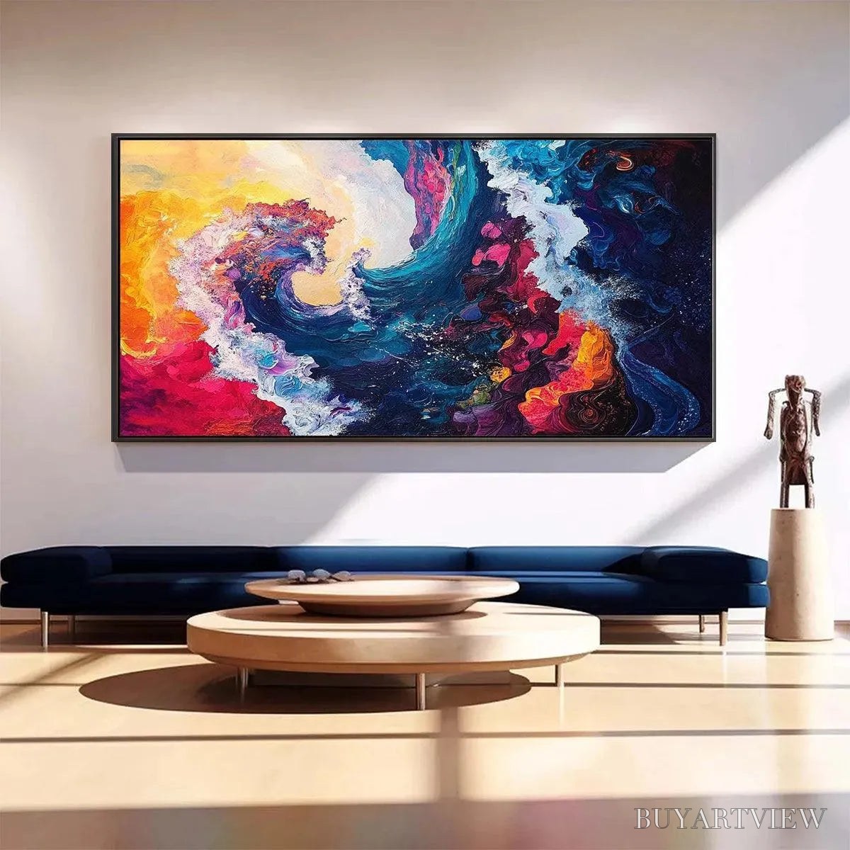 ARTOVITAS Chromatic Crest – Colorful Abstract Wave Oil Painting - image 2
