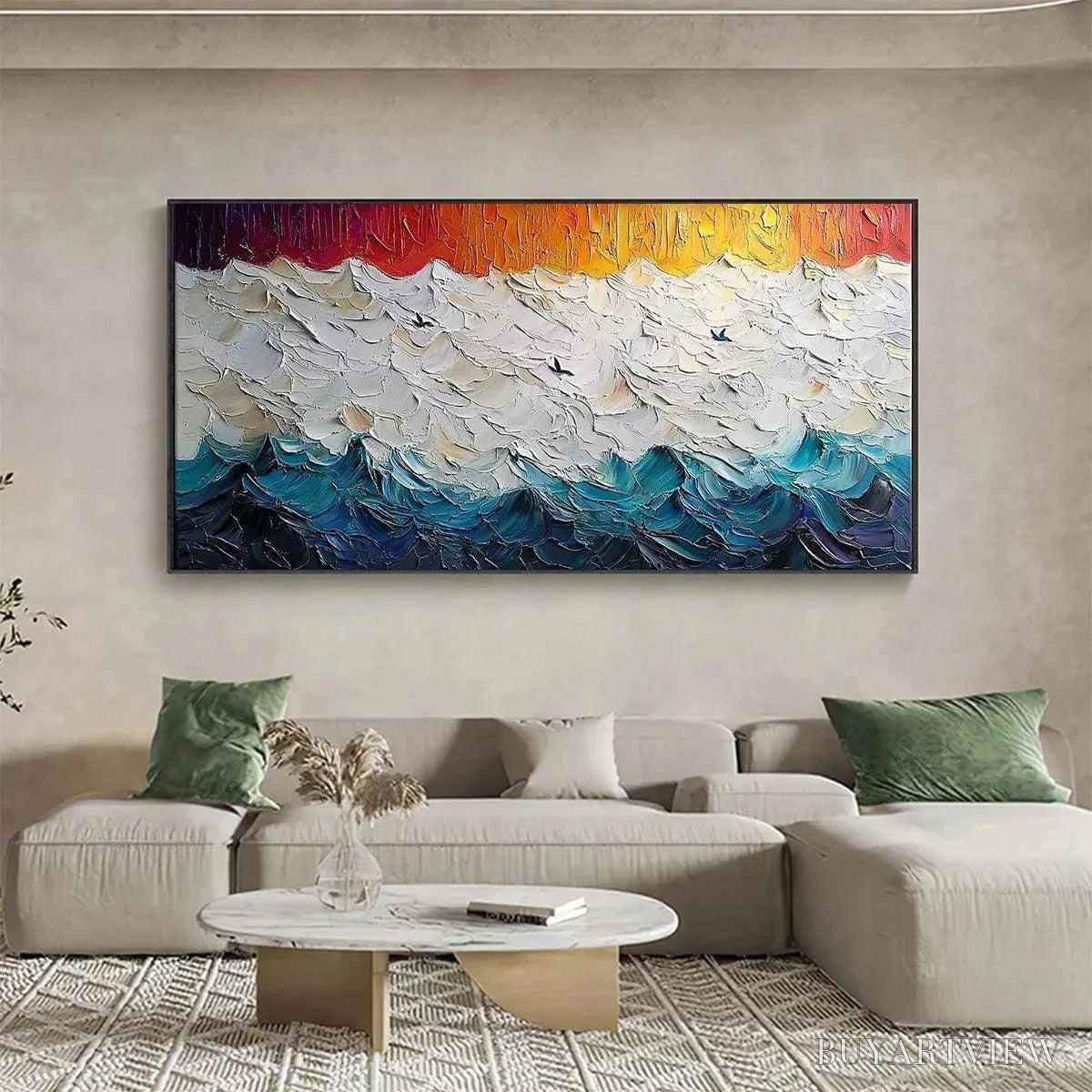 ARTOVITAS Stormy Skies – Panoramic Ocean Painting, Impasto, Palette Knife - image 2