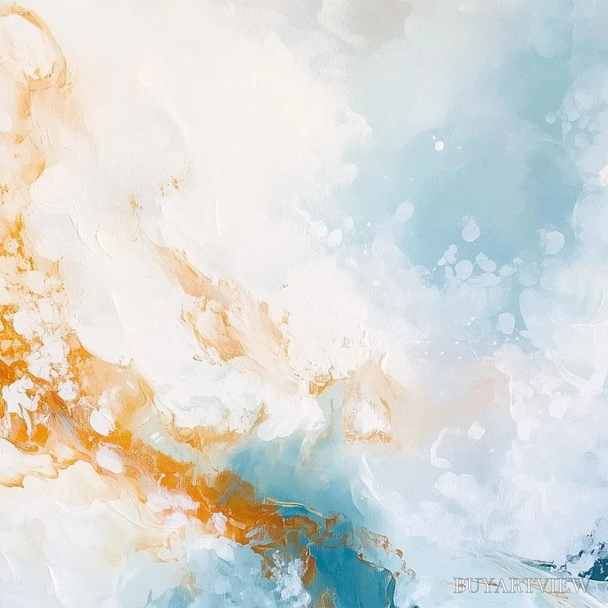 ARTOVITAS Aquamarine Crest – Panoramic Abstract Ocean Wave Painting - image 4