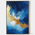 ARTOVITAS Golden Tide – Vertical Abstract Painting, Blue, Gold - image 1