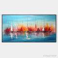 ARTOVITAS Harbor Sunset – Panoramic Sailboat Painting, Colorful Sunset - image 1