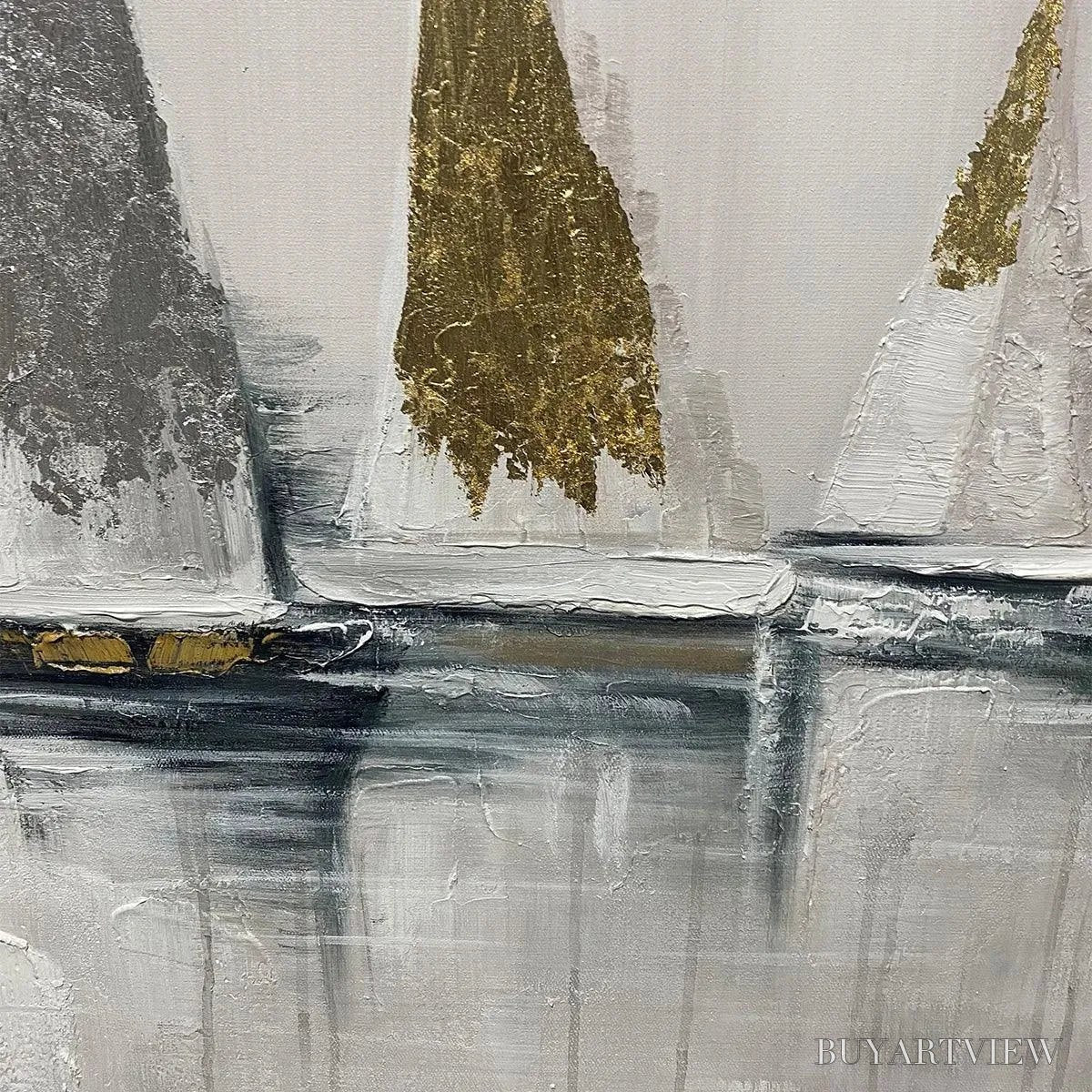 ARTOVITAS Golden Regatta – Panoramic Sailboat Painting - image 3
