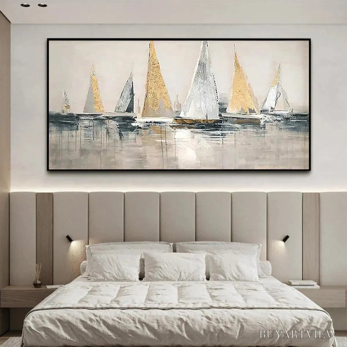 ARTOVITAS Golden Regatta – Panoramic Sailboat Painting - image 6