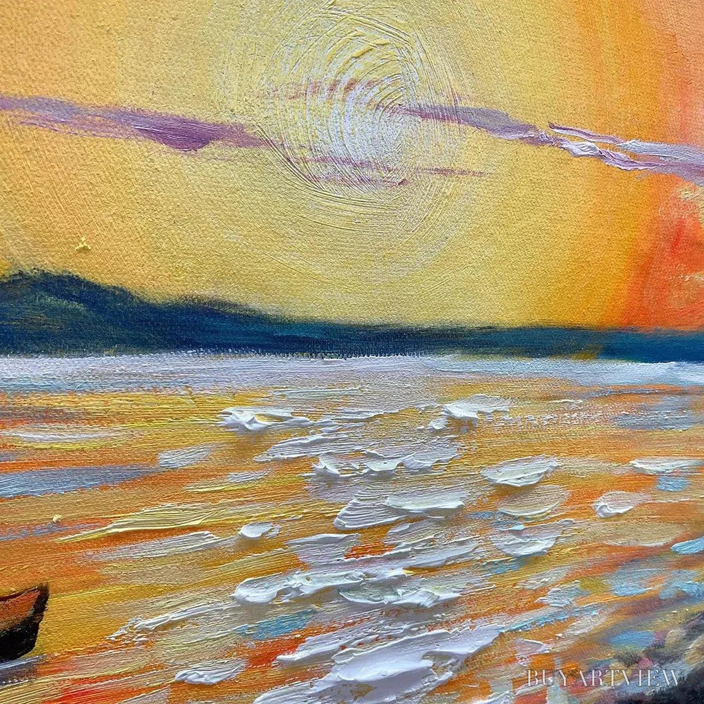 ARTOVITAS Sailing At Sunset – Vibrant Seascape Painting, Panoramic Canvas, Coastal - image 5