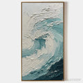 ARTOVITAS Aquamarine Crest – Textured Ocean Wave Painting, Vertical Canvas, Coastal - image 1