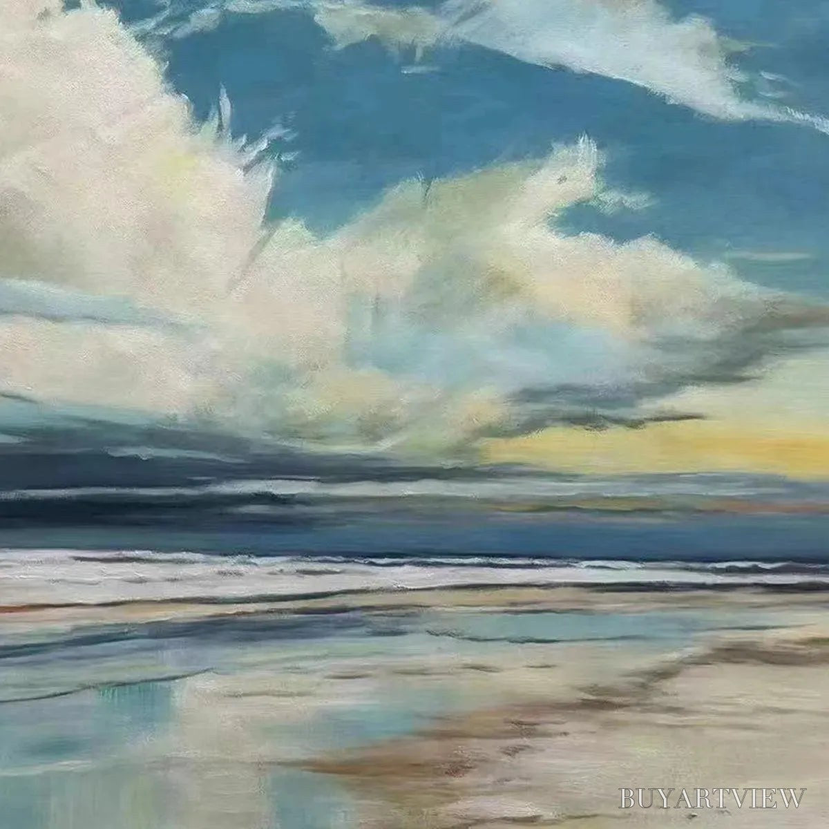 ARTOVITAS Blue Beachscape Oil Painting - Serene Coastal Decor - image 3