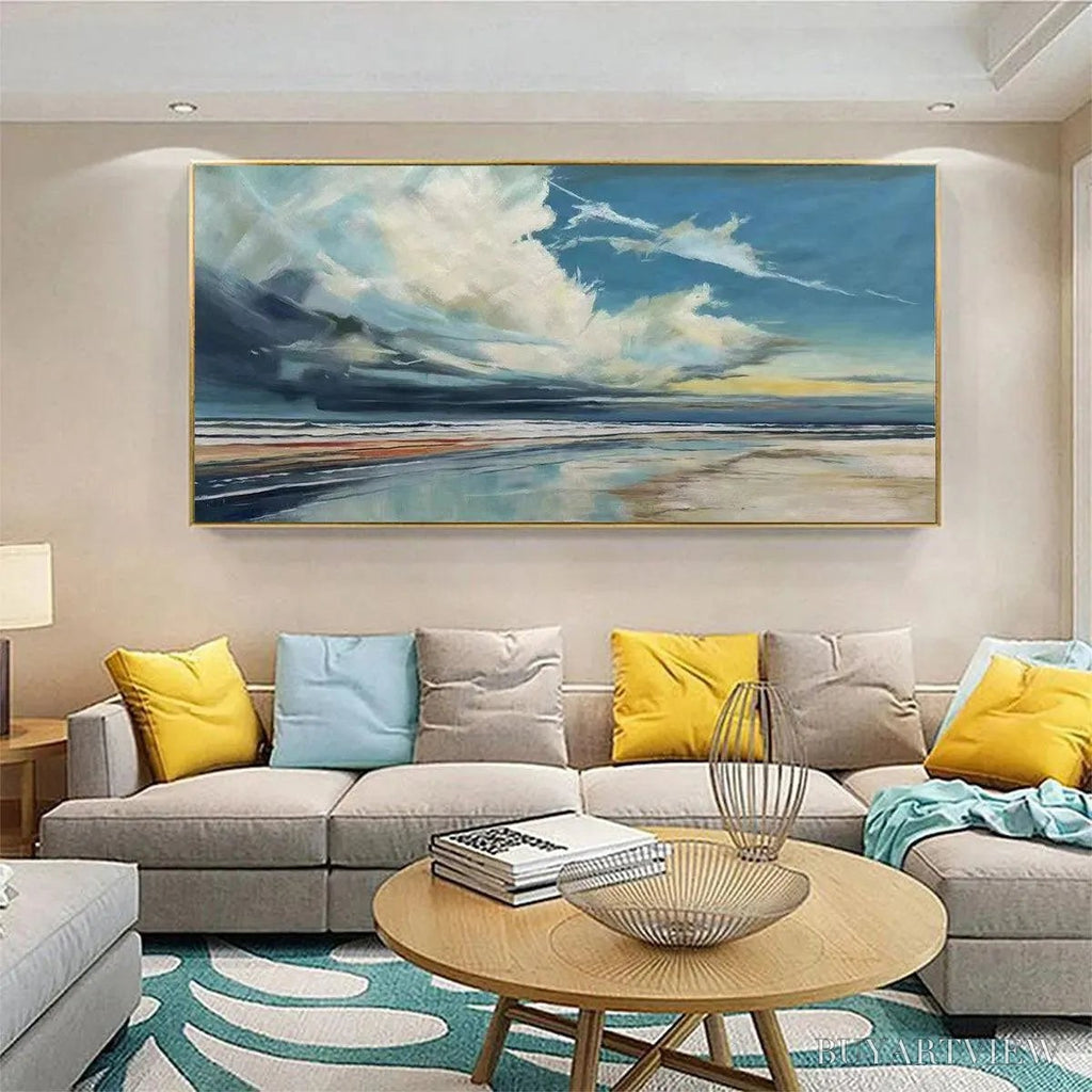 ARTOVITAS Blue Beachscape Oil Painting - Serene Coastal Decor - image 6